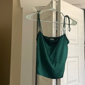 Reformation Lucrezia Silk Top in Emerald